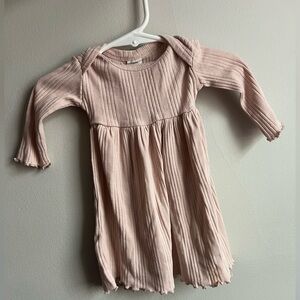 Kate Quinn Organic Cotton Ribbed Pink Newborn Dress